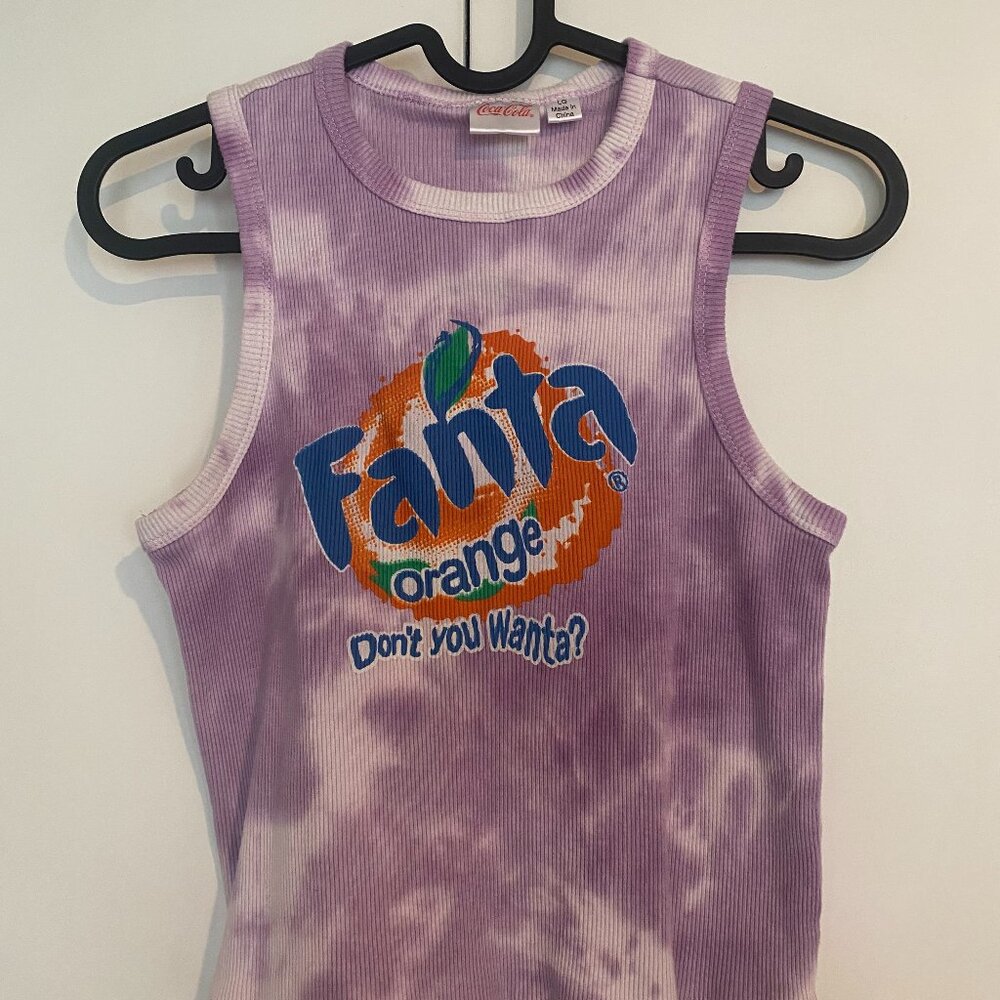 Women's Coca Cola Fanta Purple Tie Dye Tank Top Large